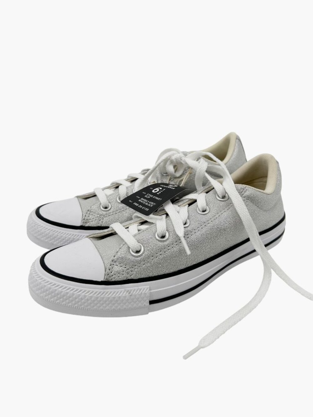 NEW Converse Adult Street Low Top Lurex Shine Sneakers - Silver - Size 8.5 - Picture 2 of 7
